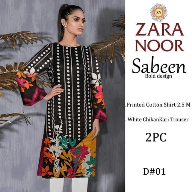 Zara Noor 2pcs Cotton Shirt With Chiken Kari Trouser